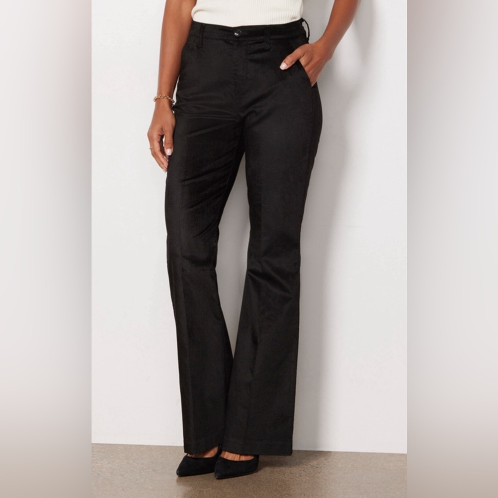 LEVEL 99 Evereve Percy Black Velvet Wide Leg Trouser Pant. Size 26.